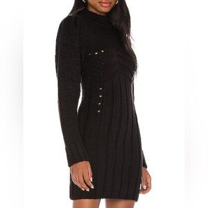 For Love and Lemons small Jules Sweater Dress in Black